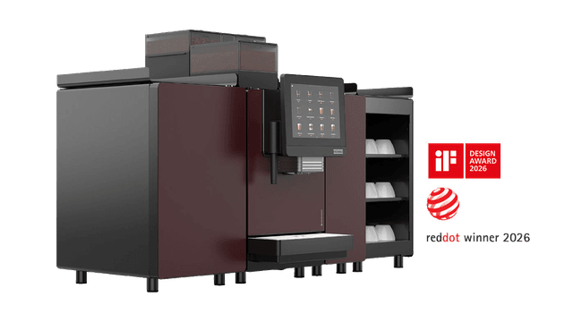 Franke A800 у кольорі Mahogany з охолоджувачем і підігрівом чашок — ілюстрація серії; додаткові модулі залежать від комплектації