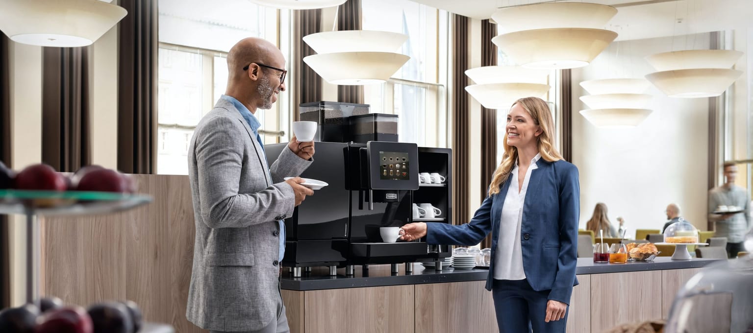 Franke A600 coffee machine in a hotel lobby